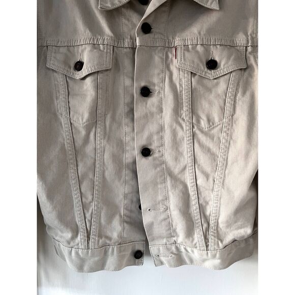Levi Corduroy 941 Cream White Bedford 941 Trucker Jacket Big E Size 38 - Picture 9 of 9